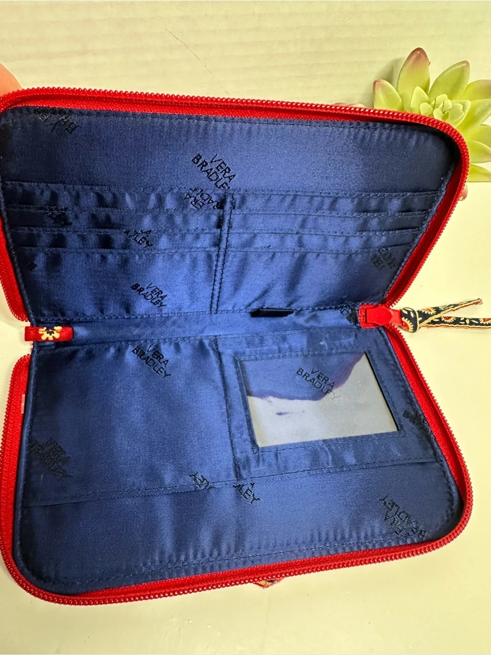 Vera Bradley Red Floral Quilted Zip Wallet